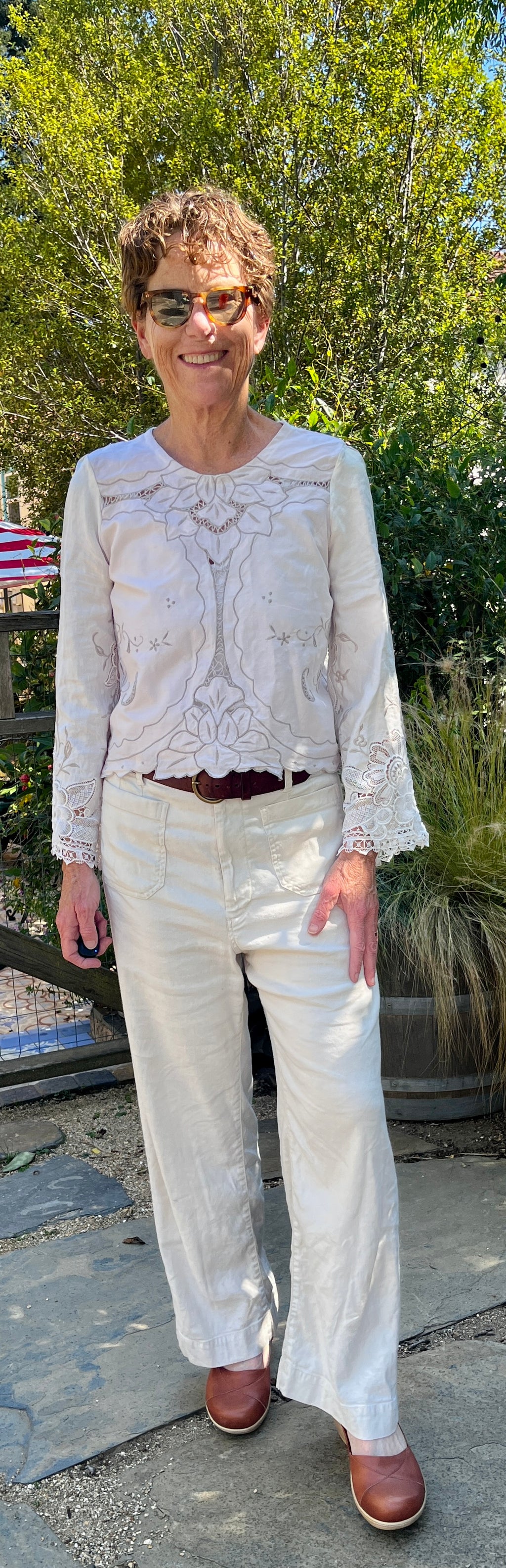Handmade Long Sleeve Lace & Embroidered Blouse — Upcycled, Floral Detail