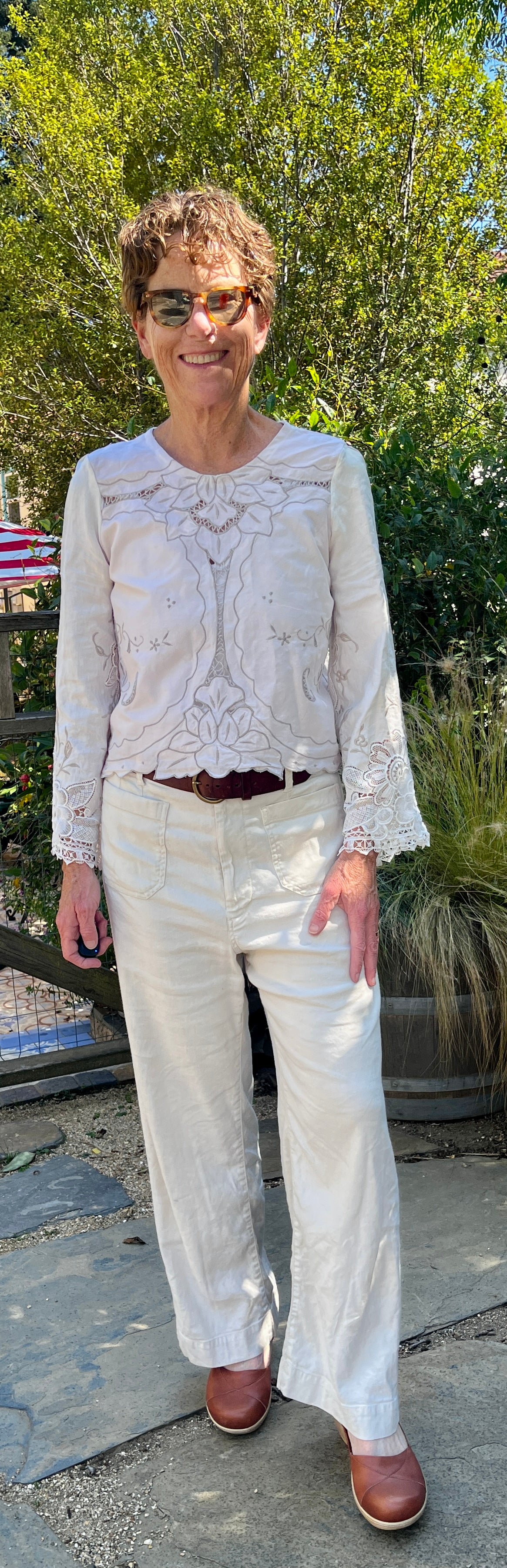 Handmade Long Sleeve Lace & Embroidered Blouse — Upcycled, Floral Detail