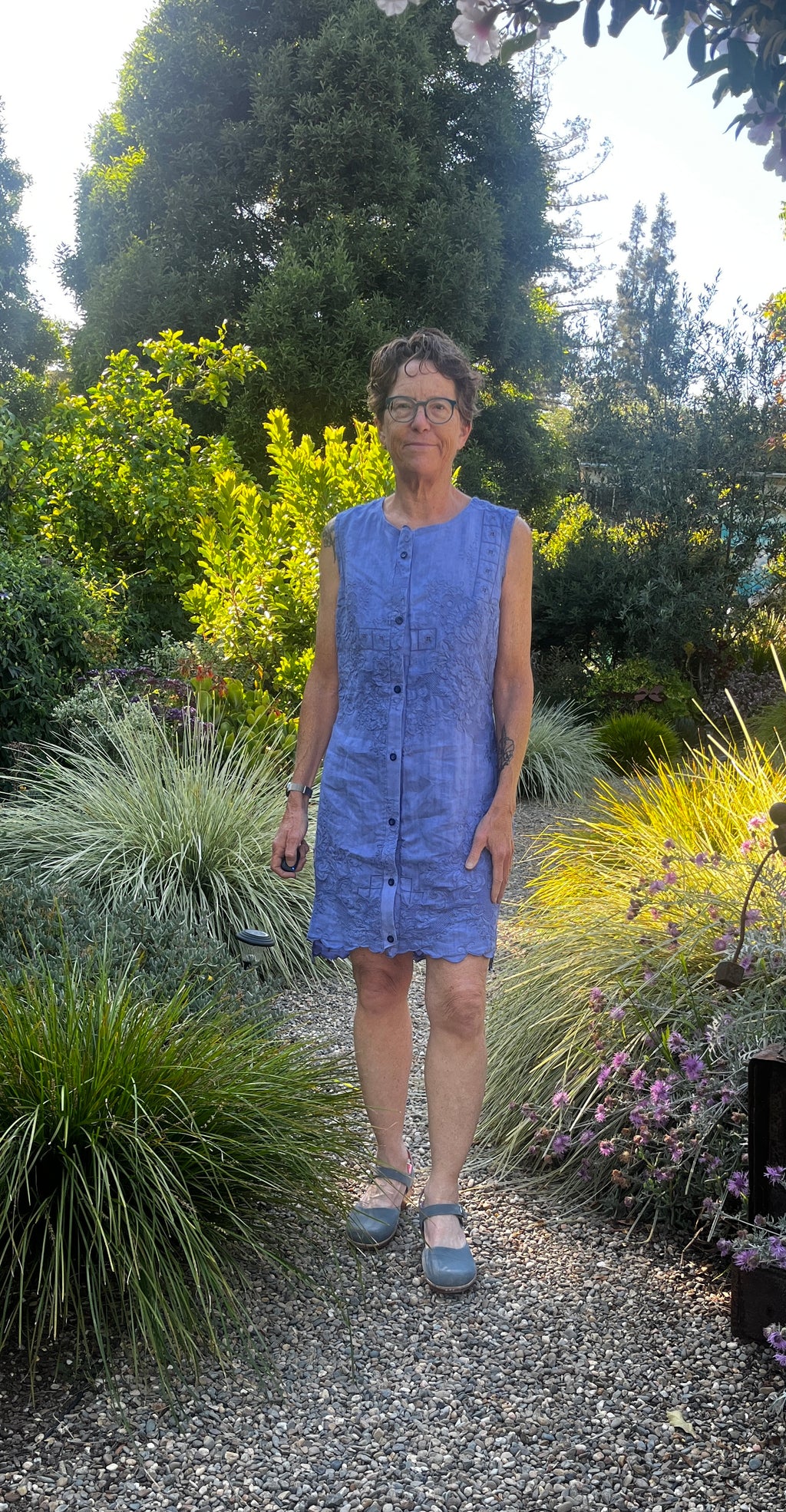 Handmade Sleeveless Embroidered Linen Dress — Upcycled, One of a Kind