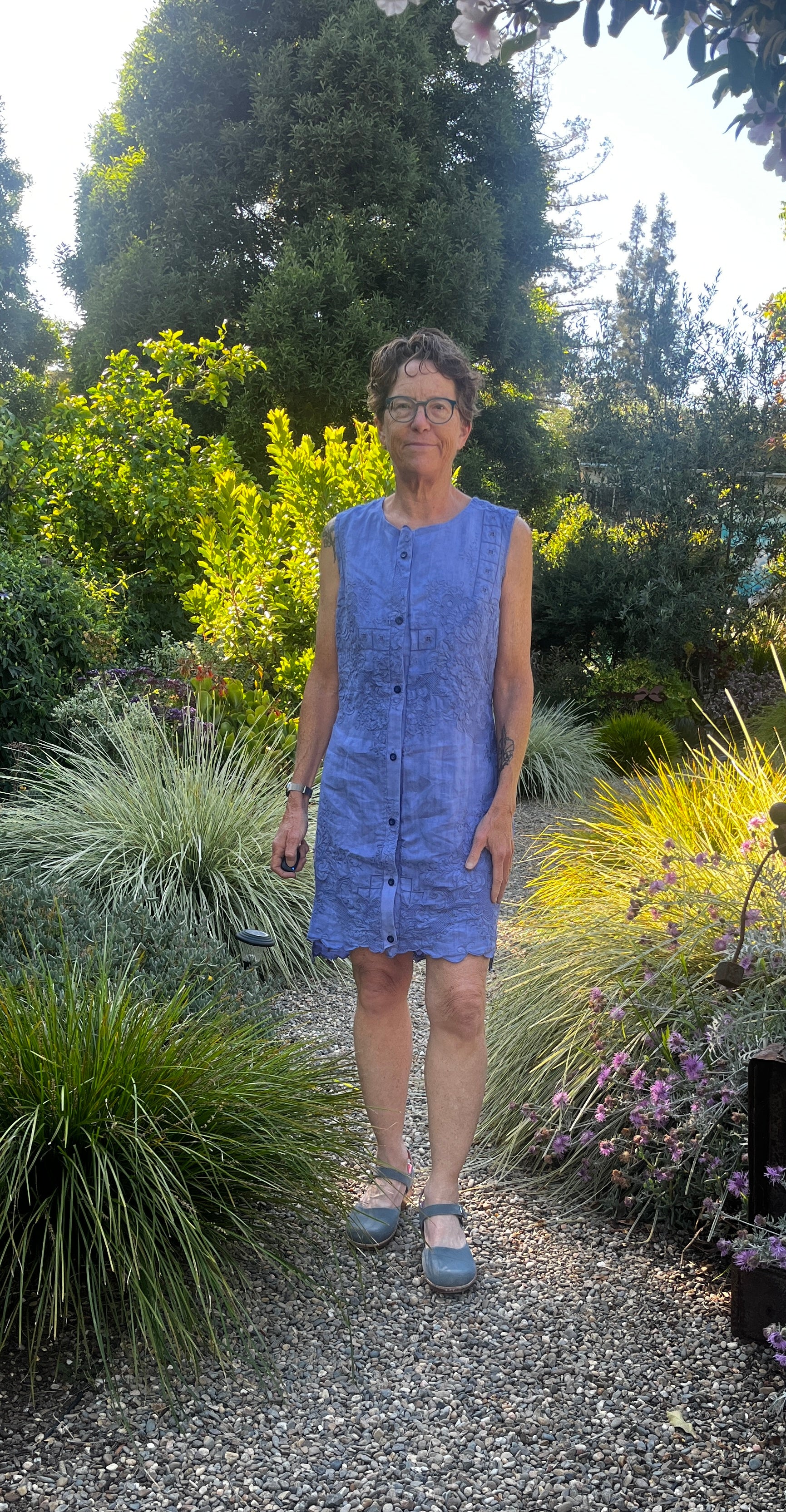 Handmade Sleeveless Embroidered Linen Dress — Upcycled, One of a Kind