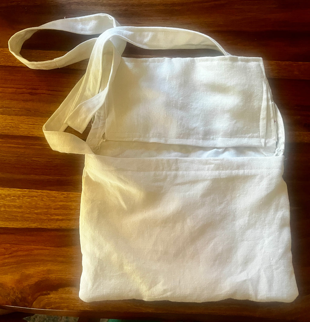 Handmade Embroidered Linen Crossbody Bag — Coordinates with Embroidered Dress or Blouse