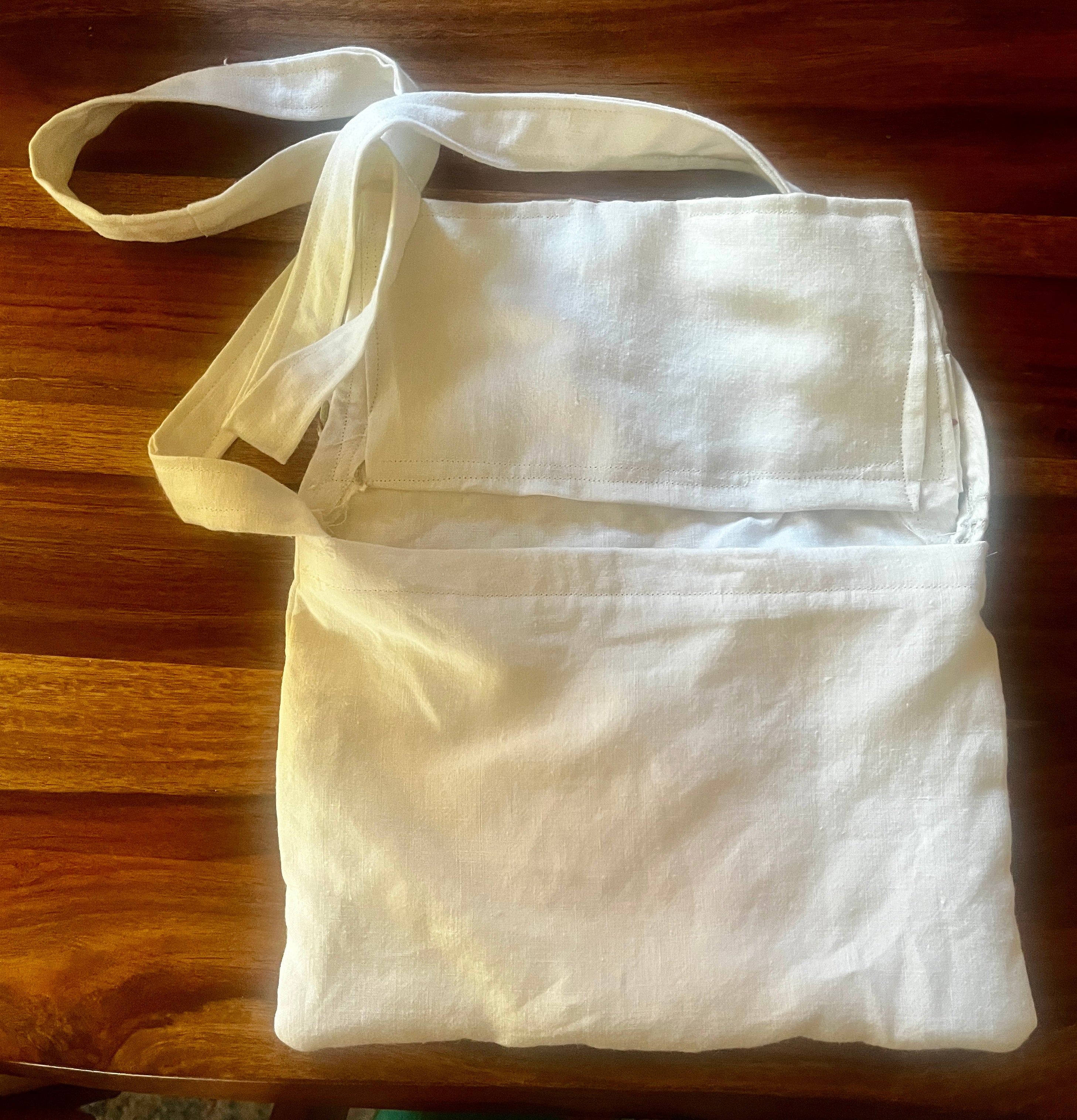 Handmade Embroidered Linen Crossbody Bag — Coordinates with Embroidered Dress or Blouse
