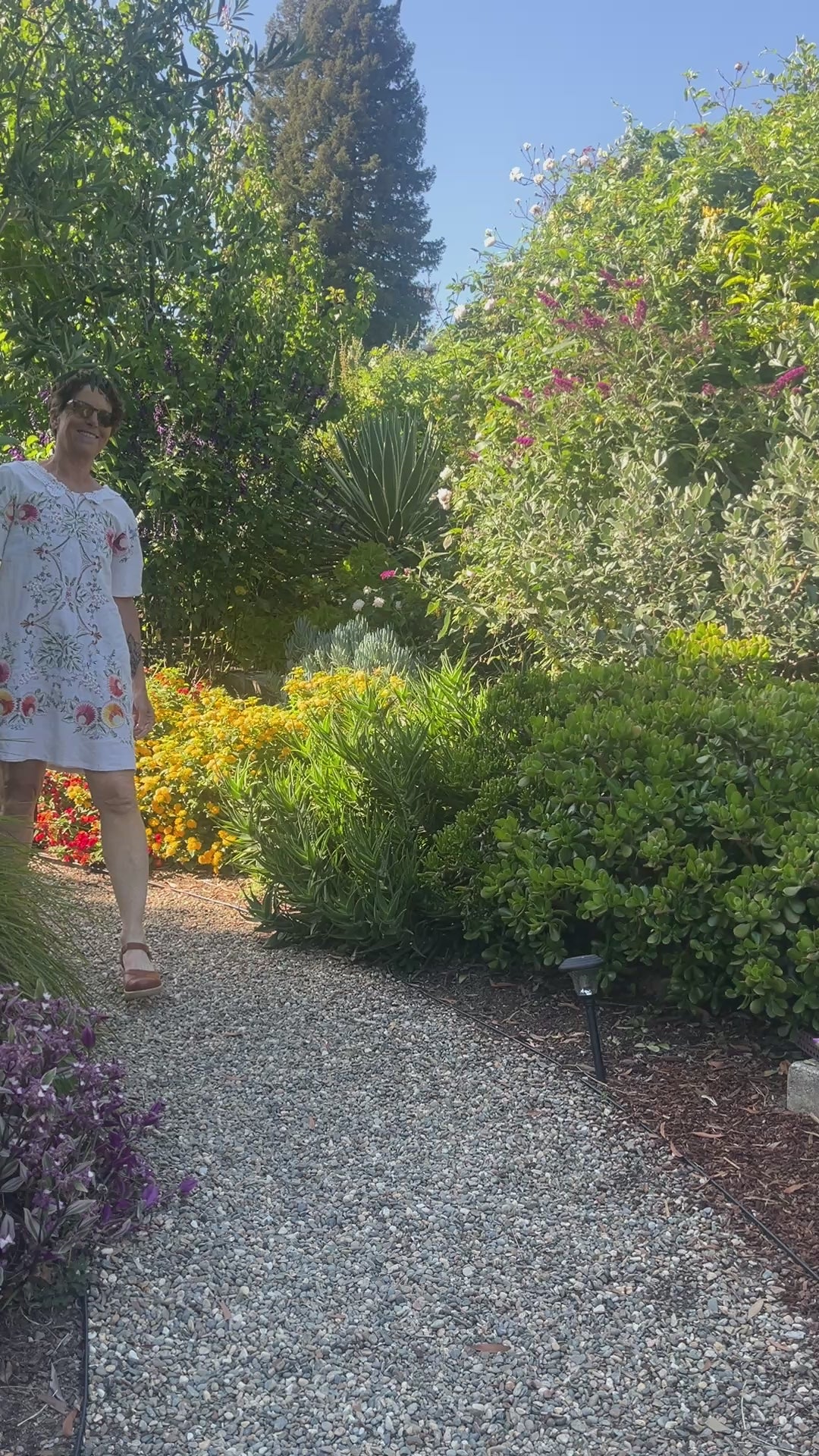 Handmade Embroidered A-Line Linen Dress with Pockets — Upcycled Vintage, One of a Kind