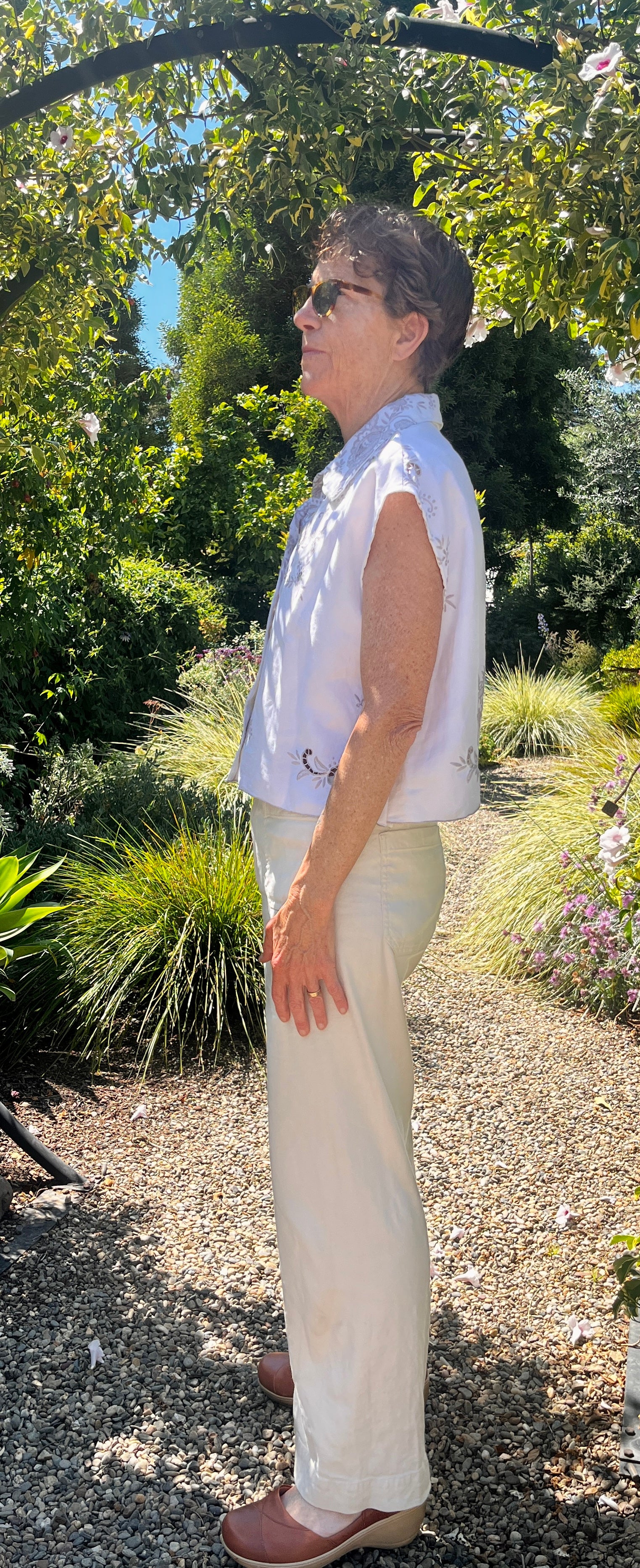 Handmade Embroidered Linen Shirt — Mother-of-Pearl Buttons, Upcycled